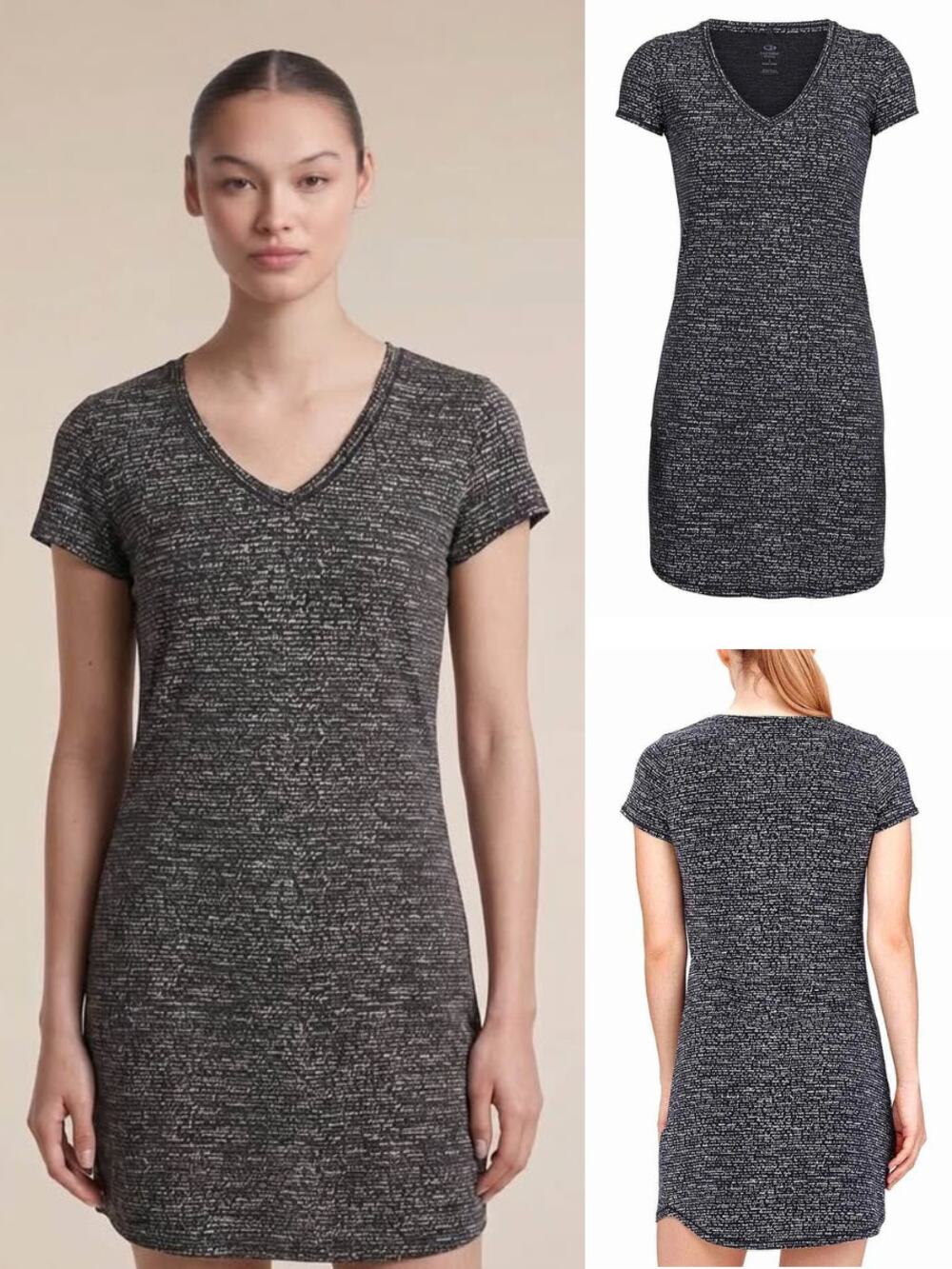 ICEBREAKER Yanni Merino Wool V-Neck Dress Size Small Windstorm